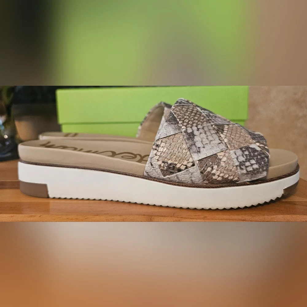 Sam Edelman Women's Snakeskin Slide Sandals - Brown and Gray - Picture 5 of 7